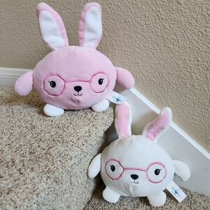 Hug Fun Pink and White Bunny Plush Set